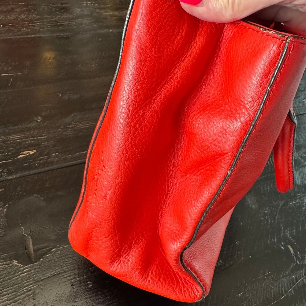 Michael Kors Red Leather Tote Bag - Picture 7 of 8